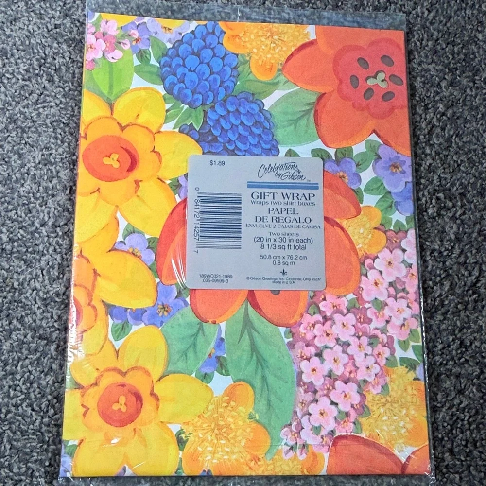 5/$25 VINTAGE Birthday Wrapping Paper Floral